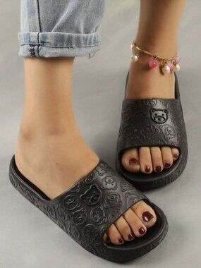 Trendy Teddy Bear Slides Slippers Summer Spring girlhoodcore Coquettegirl Y3K